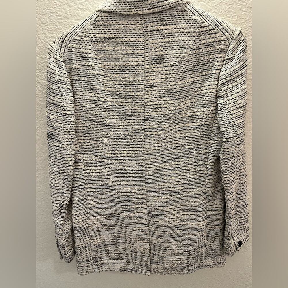Rag & Bone Tweed Deconstructed Textured Blazer Jacket Black & White Wool Sz 0 - Picture 4 of 16